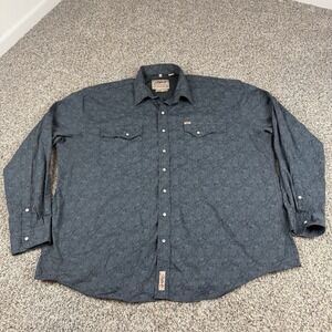 Rafter C Pearl Snap Shirt Mens 4XB Gray Paisley Print Western Cowboy